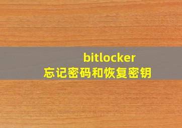 bitlocker 忘记密码和恢复密钥